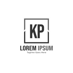 Initial KP logo template with modern frame. Minimalist KP letter logo vector illustration