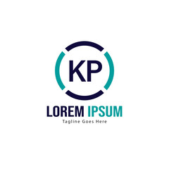 Obraz premium Initial KP logo template with modern frame. Minimalist KP letter logo vector illustration