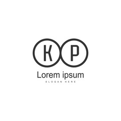 Initial KP logo template with modern frame. Minimalist KP letter logo vector illustration