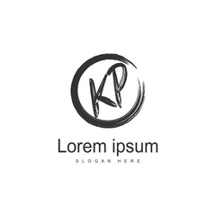 Initial KP logo template with modern frame. Minimalist KP letter logo vector illustration - obrazy, fototapety, plakaty