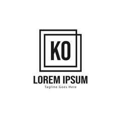 Initial KO logo template with modern frame. Minimalist KO letter logo vector illustration