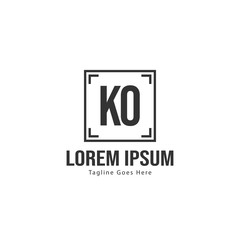 Initial KO logo template with modern frame. Minimalist KO letter logo vector illustration