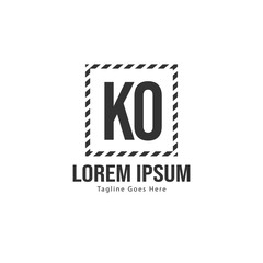 Obraz premium Initial KO logo template with modern frame. Minimalist KO letter logo vector illustration