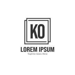 Initial KO logo template with modern frame. Minimalist KO letter logo vector illustration