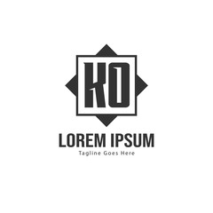 Initial KO logo template with modern frame. Minimalist KO letter logo vector illustration
