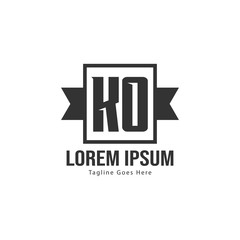 Initial KO logo template with modern frame. Minimalist KO letter logo vector illustration