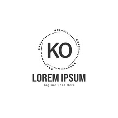 Initial KO logo template with modern frame. Minimalist KO letter logo vector illustration