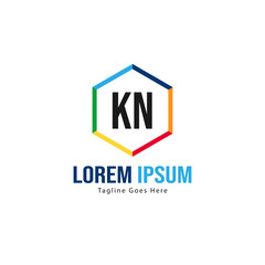 Obraz premium Initial KN logo template with modern frame. Minimalist KN letter logo vector illustration