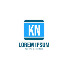 Initial KN logo template with modern frame. Minimalist KN letter logo vector illustration
