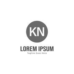 Initial KN logo template with modern frame. Minimalist KN letter logo vector illustration