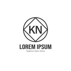 Initial KN logo template with modern frame. Minimalist KN letter logo vector illustration