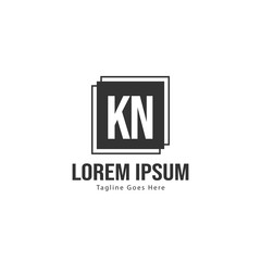 Initial KN logo template with modern frame. Minimalist KN letter logo vector illustration