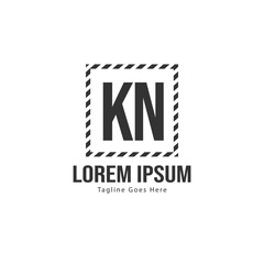 Initial KN logo template with modern frame. Minimalist KN letter logo vector illustration
