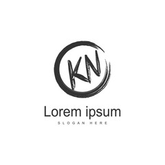Initial KN logo template with modern frame. Minimalist KN letter logo vector illustration