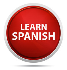 Learn Spanish Promo Red Round Button