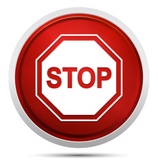 Stop sign icon Promo Red Round Button