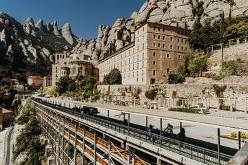 MONSERRAT, SPAIN - April, 2019: Santa Maria de Montserrat Abbey in Monistrol de Montserrat,...