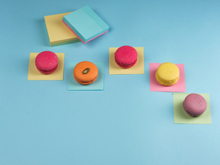 bunch of sweets on blue background