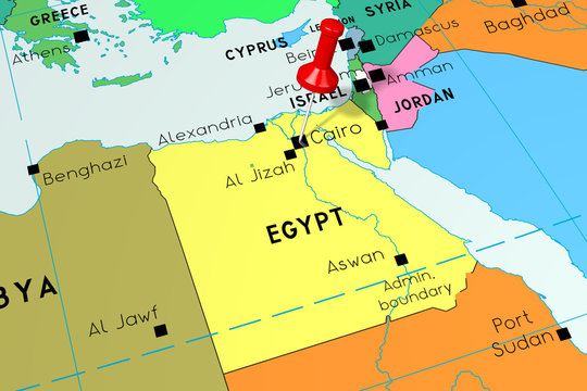 Egypt, Cairo - capital city, pinned on political map