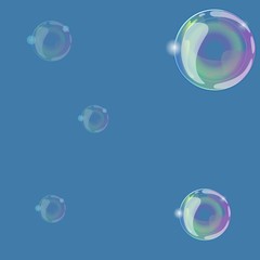 Soap bubbles on a blue background. Can be used as a seamless texture. Vector graphics.
