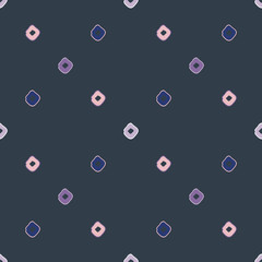 Abstract seamless pattern with abstract uneven rectangles in geometric layout. Vector illustration in shades of purple, blue, pink and grey in stylized watercolour style.