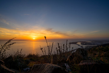 Sunset over beach at point magu state park in southern California
