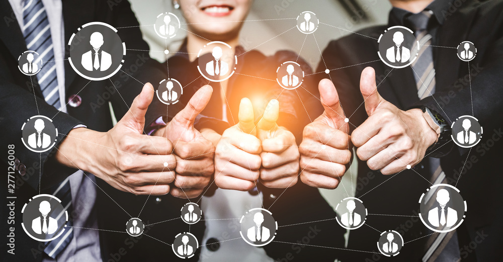 Poster human resources recruitment and people networking concept. modern graphic interface showing professi