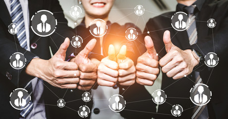 Human Resources Recruitment and People Networking Concept. Modern graphic interface showing...