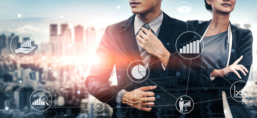 Data Analysis for Business and Finance Concept. Graphic interface showing future computer...