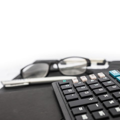 calculator and documents for working on the table, Finance and savings, Business concept.