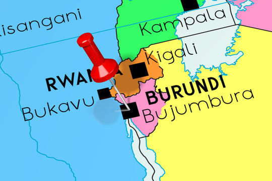 Burundi, Bujumbura - capital city, pinned on political map