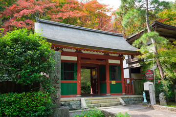 京都　愛宕念仏寺（おたぎねんぶつじ）の仁王門と紅葉