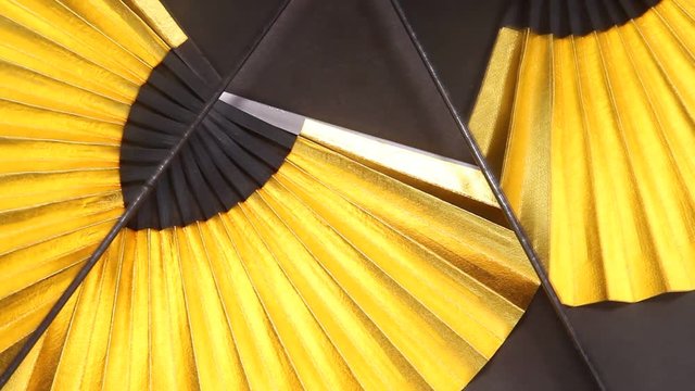 鏡に映る金扇子