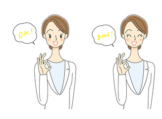 女性医師の表情セット