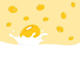 Soy beans fall into soy milk, causing a splash of soy milk. Soy milk are good sources of protein and cheap.