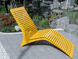 Yellow modern metal outdoor patio chair