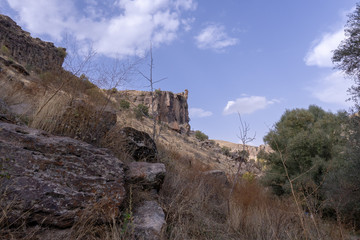 Fototapeta na wymiar Ancient Ortahisar caves in Cappadocia province, Turkey