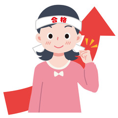 女の子　受験　がんばる　のイラスト