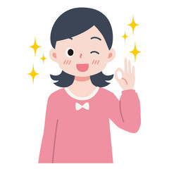 オッケーを出す女の子のイラスト
