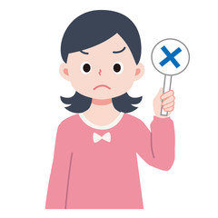 女の子 不正解 × のイラスト