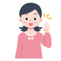 挙手をする女の子のイラスト
