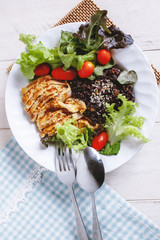 roast chicken with organic rice and vegetables