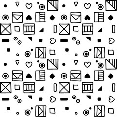 Seamless vector pattern. geometrical background with hand drawn decorative tribal doodle elements. Print with ethnic, folk, geometrical motifs. Graphic geometric illustration, squres, dots, rectangles