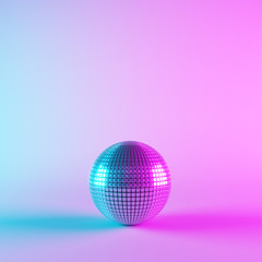 Fototapeta na wymiar Disco ball with neon light. 3d rendering 