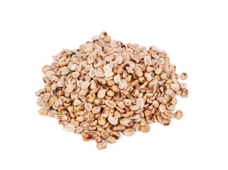 Roasted peanuts on a white background