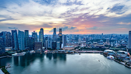 Obraz premium Singapur panoramę nocą