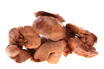 Chicken liver on a white background