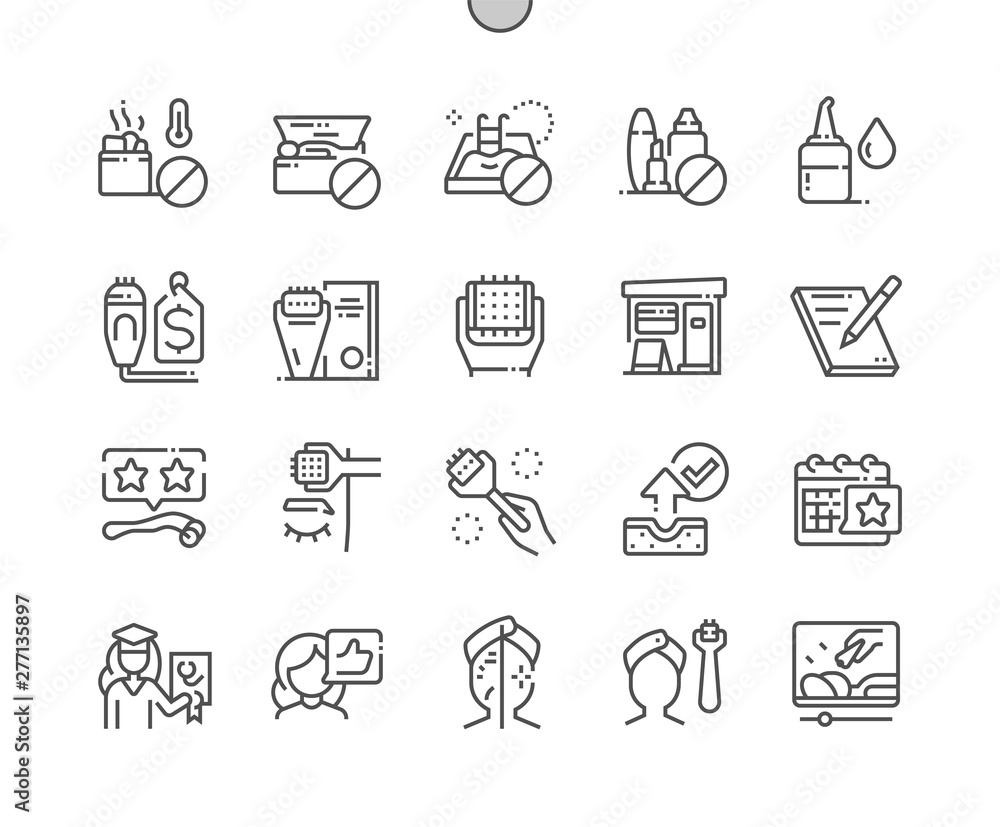 Poster microneedling well-crafted pixel perfect vector thin line icons 30 2x grid for web graphics and apps