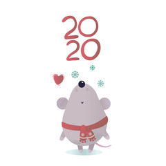 New year and winter rat character