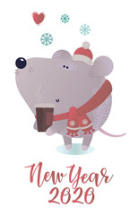 New year and winter rat character